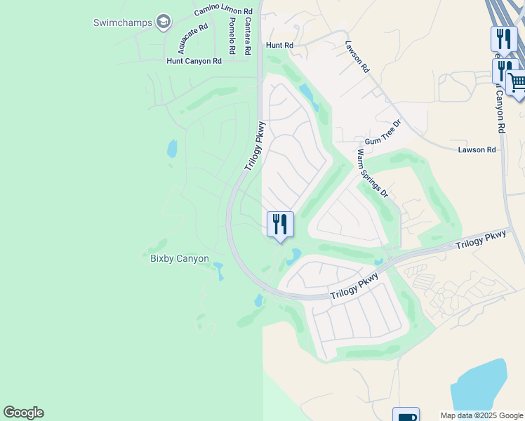 map of restaurants, bars, coffee shops, grocery stores, and more near 9131 Larkspur Drive in Corona