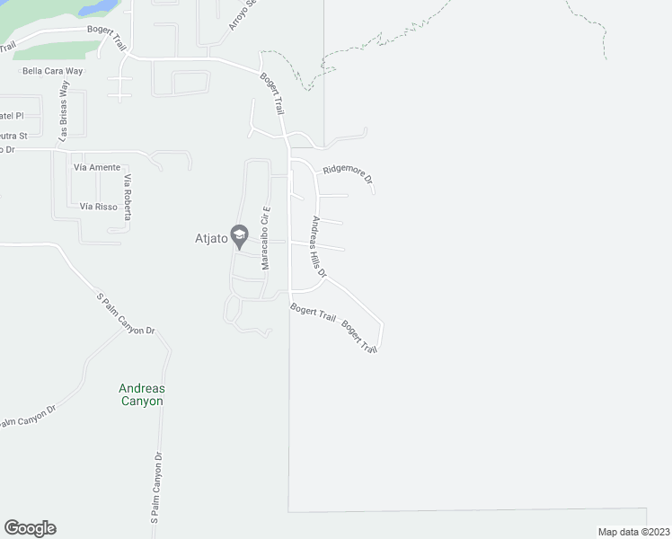 map of restaurants, bars, coffee shops, grocery stores, and more near 3580 Andreas Hills Drive in Palm Springs
