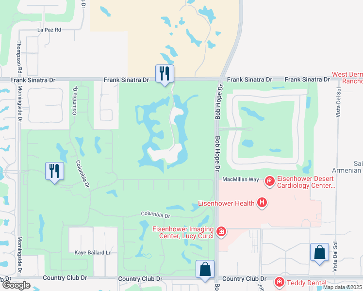 map of restaurants, bars, coffee shops, grocery stores, and more near 900 Island Drive in Rancho Mirage