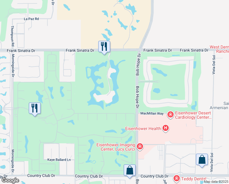 map of restaurants, bars, coffee shops, grocery stores, and more near 900 Island Drive in Rancho Mirage
