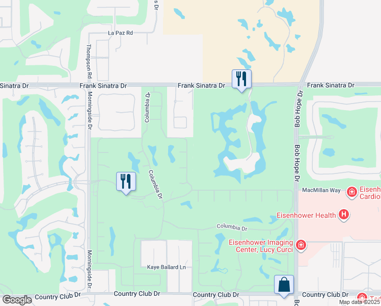 map of restaurants, bars, coffee shops, grocery stores, and more near 22 Dartmouth Drive in Rancho Mirage