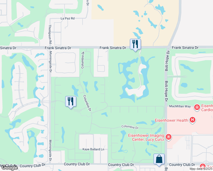 map of restaurants, bars, coffee shops, grocery stores, and more near 22 Dartmouth Drive in Rancho Mirage