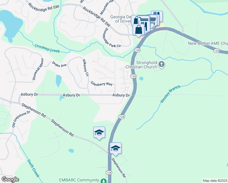 map of restaurants, bars, coffee shops, grocery stores, and more near 7540 Clear Creek Approach in Lithonia