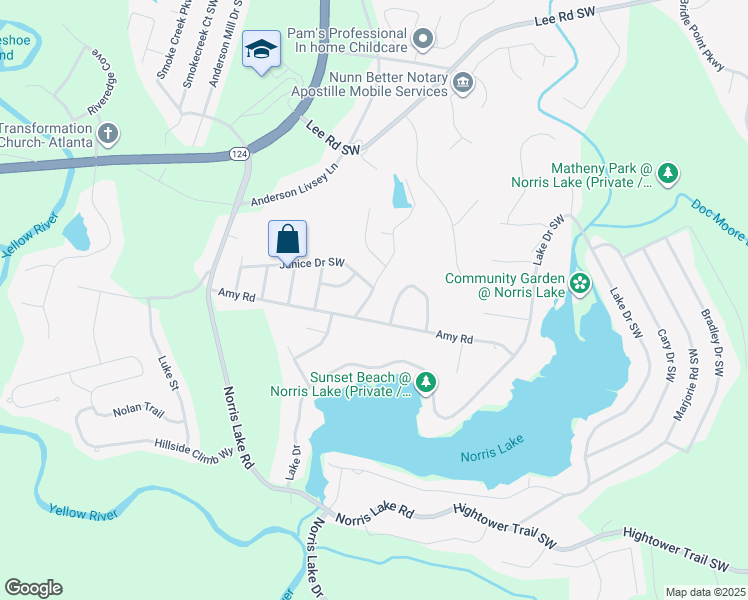 map of restaurants, bars, coffee shops, grocery stores, and more near 4480 Joseph Drive Southwest in Snellville