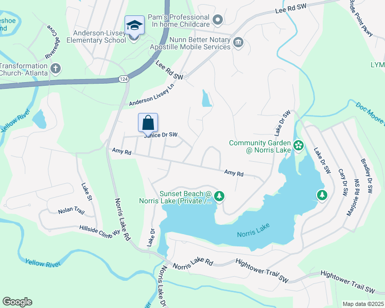 map of restaurants, bars, coffee shops, grocery stores, and more near 4480 Joseph Drive Southwest in Snellville