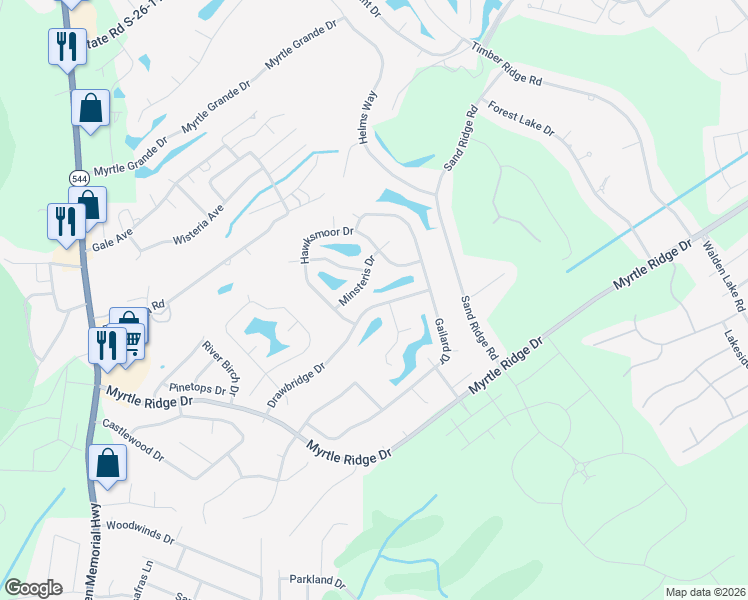 map of restaurants, bars, coffee shops, grocery stores, and more near 761 Drawbridge Drive in Conway