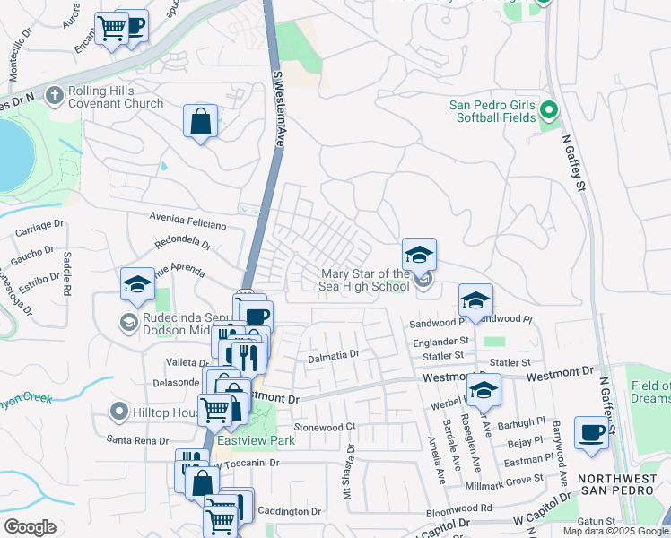 map of restaurants, bars, coffee shops, grocery stores, and more near 27688 John Sloat Place in Los Angeles