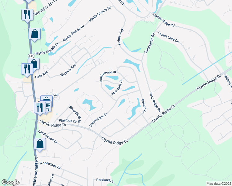 map of restaurants, bars, coffee shops, grocery stores, and more near 3008 Minsteris Drive in Conway