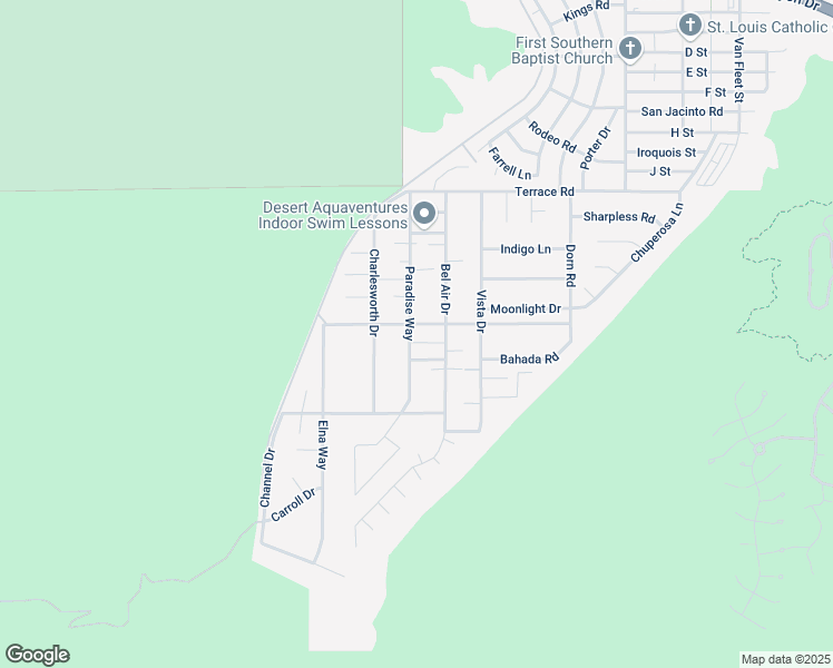 map of restaurants, bars, coffee shops, grocery stores, and more near 68161 Grandview Avenue in Cathedral City