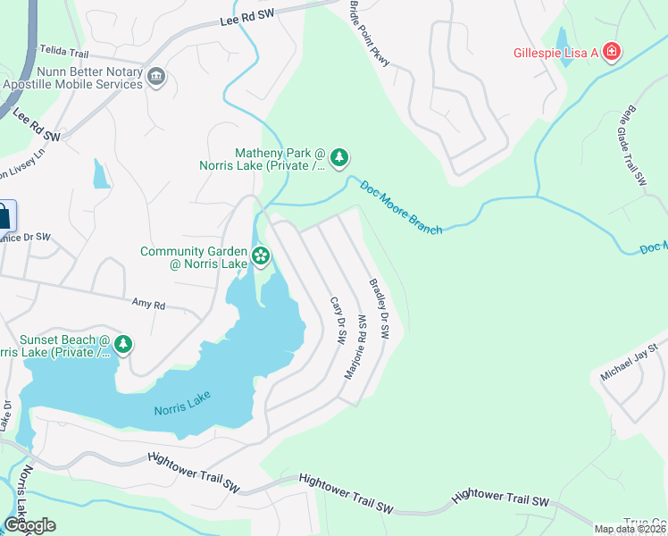 map of restaurants, bars, coffee shops, grocery stores, and more near 4241 Marjorie Road Southwest in Snellville