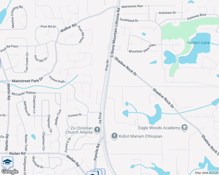 map of restaurants, bars, coffee shops, grocery stores, and more near in DeKalb County
