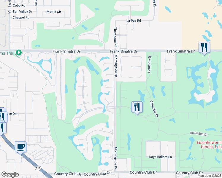 map of restaurants, bars, coffee shops, grocery stores, and more near 12 Sussex Court in Rancho Mirage