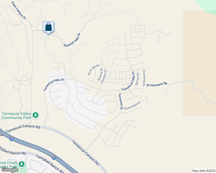 map of restaurants, bars, coffee shops, grocery stores, and more near 11680 El Hermando Road in Corona
