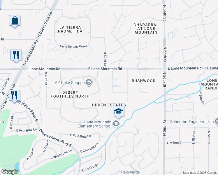 map of restaurants, bars, coffee shops, grocery stores, and more near 31112 E Ranch Rd in Cave Creek