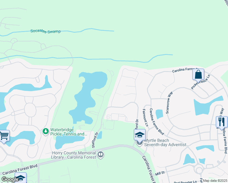 map of restaurants, bars, coffee shops, grocery stores, and more near 637 Old Castle Loop in Myrtle Beach
