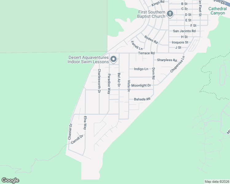 map of restaurants, bars, coffee shops, grocery stores, and more near 68195 Grandview Avenue in Cathedral City