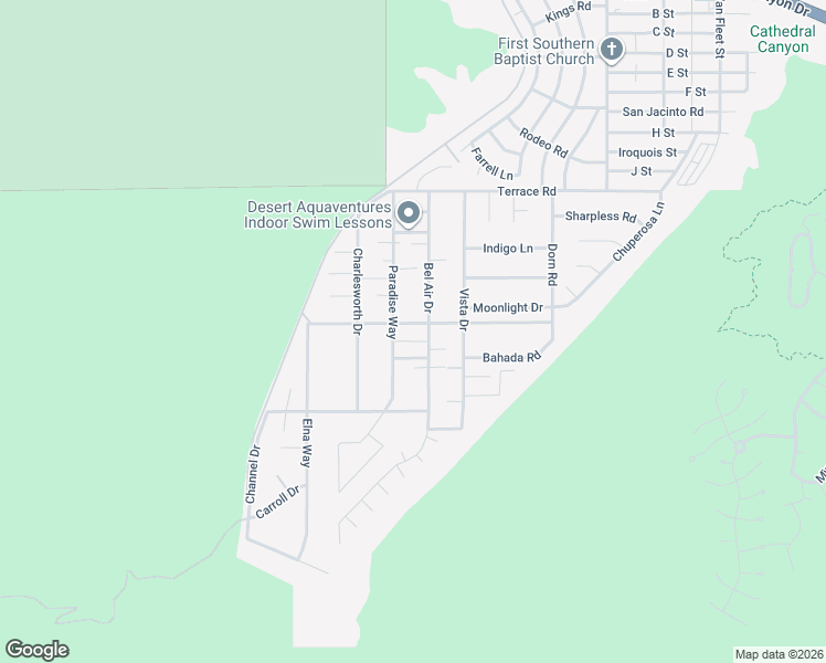 map of restaurants, bars, coffee shops, grocery stores, and more near 68195 Grandview Avenue in Cathedral City