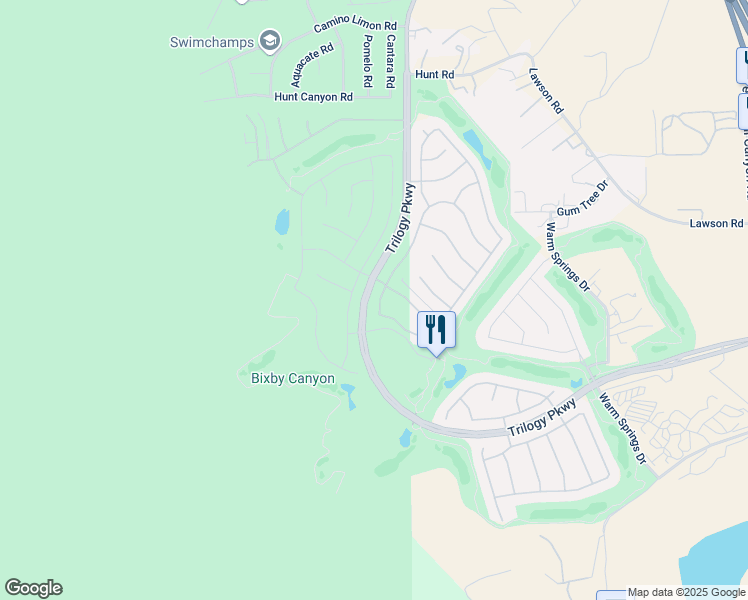 map of restaurants, bars, coffee shops, grocery stores, and more near 24185 Watercress Drive in Corona