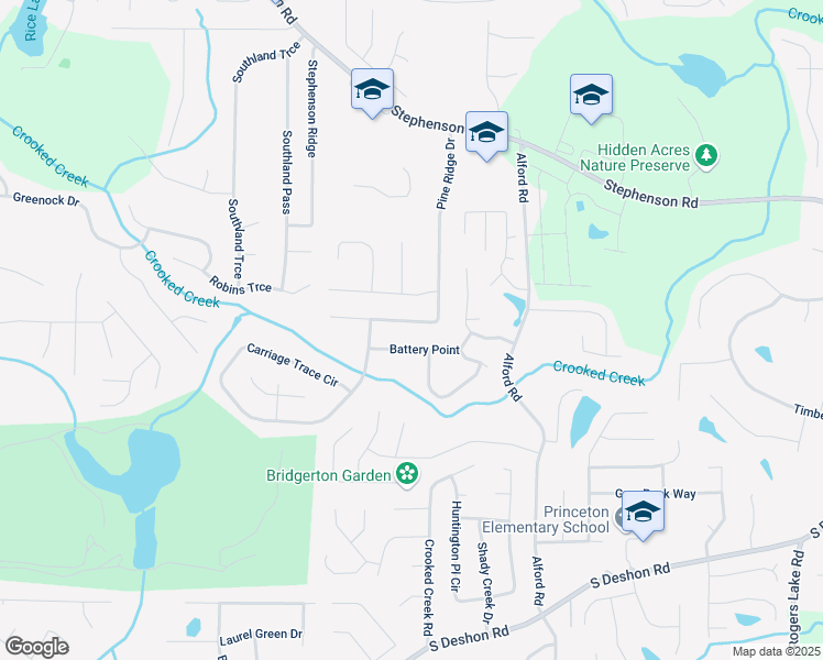 map of restaurants, bars, coffee shops, grocery stores, and more near 944 Pine Ridge Drive in Stone Mountain