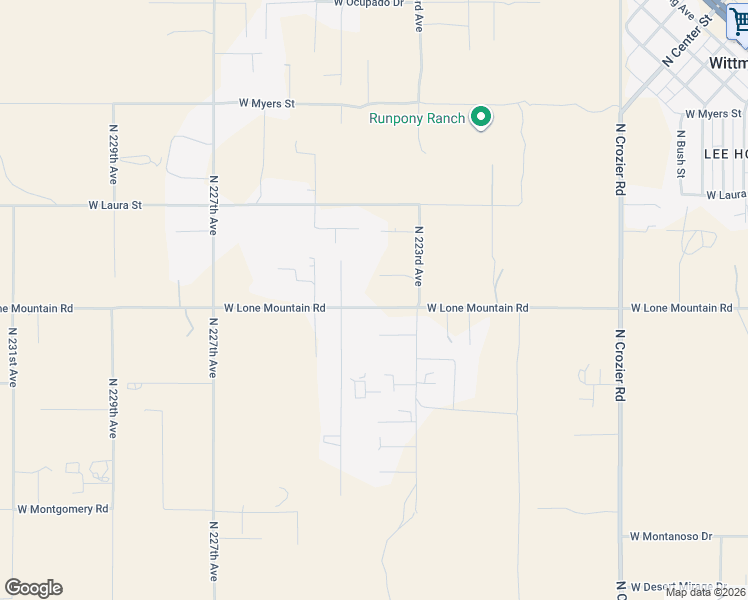 map of restaurants, bars, coffee shops, grocery stores, and more near 31318 North 223rd Avenue in Wittmann