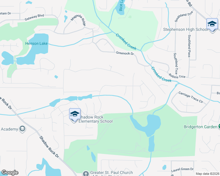 map of restaurants, bars, coffee shops, grocery stores, and more near 732 Shadow Lake Drive in Lithonia