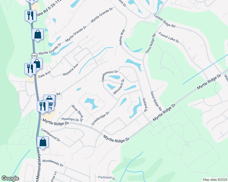 map of restaurants, bars, coffee shops, grocery stores, and more near 3005 Minsteris Drive in Conway