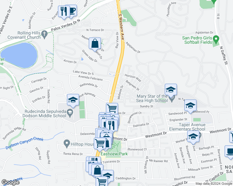 map of restaurants, bars, coffee shops, grocery stores, and more near 1683 Intrepid Lane in Los Angeles