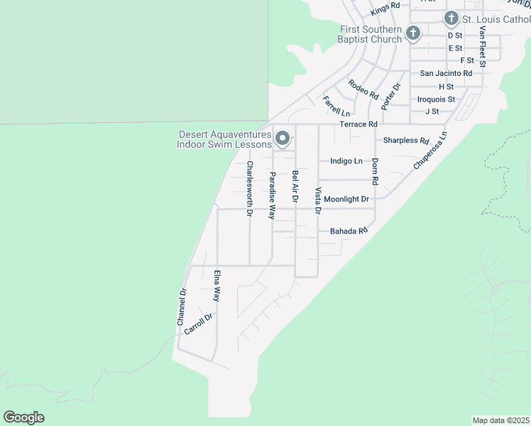 map of restaurants, bars, coffee shops, grocery stores, and more near 38613 Paradise Way in Cathedral City