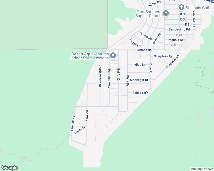 map of restaurants, bars, coffee shops, grocery stores, and more near 38613 Paradise Way in Cathedral City