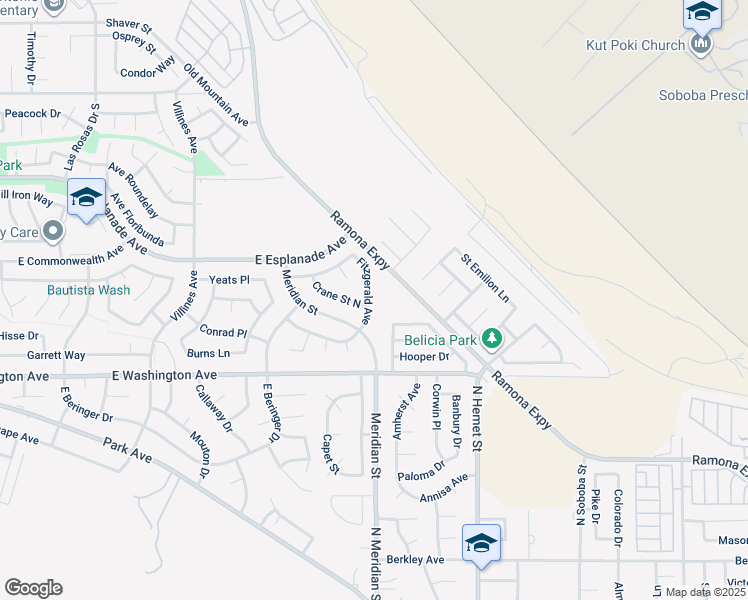 map of restaurants, bars, coffee shops, grocery stores, and more near 1899 Fitzgerald Avenue in San Jacinto