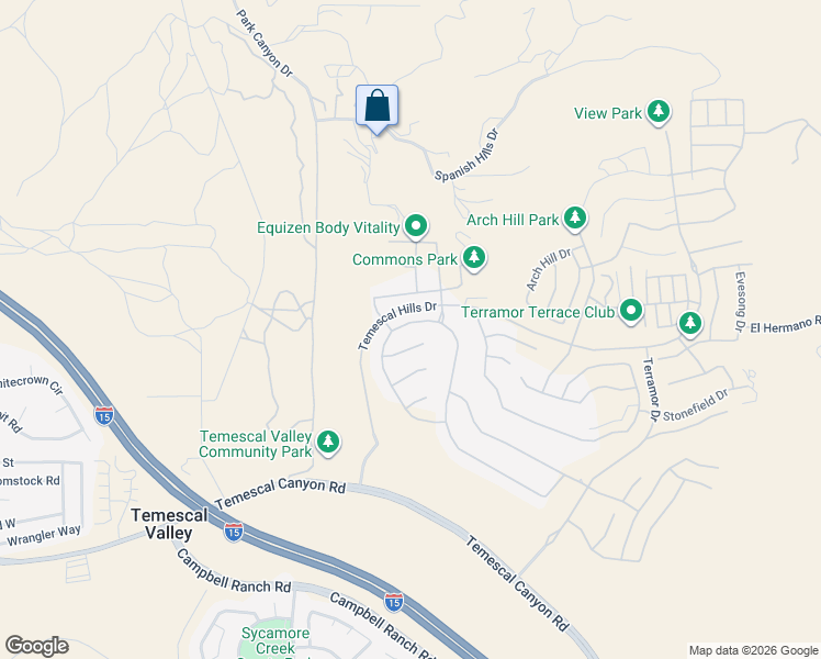 map of restaurants, bars, coffee shops, grocery stores, and more near 24228 Sunset Vista Drive in Corona
