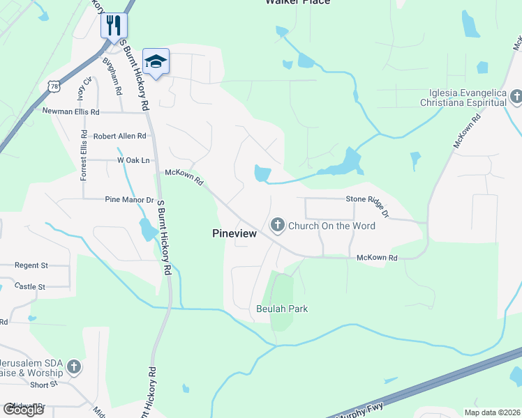 map of restaurants, bars, coffee shops, grocery stores, and more near in Douglasville