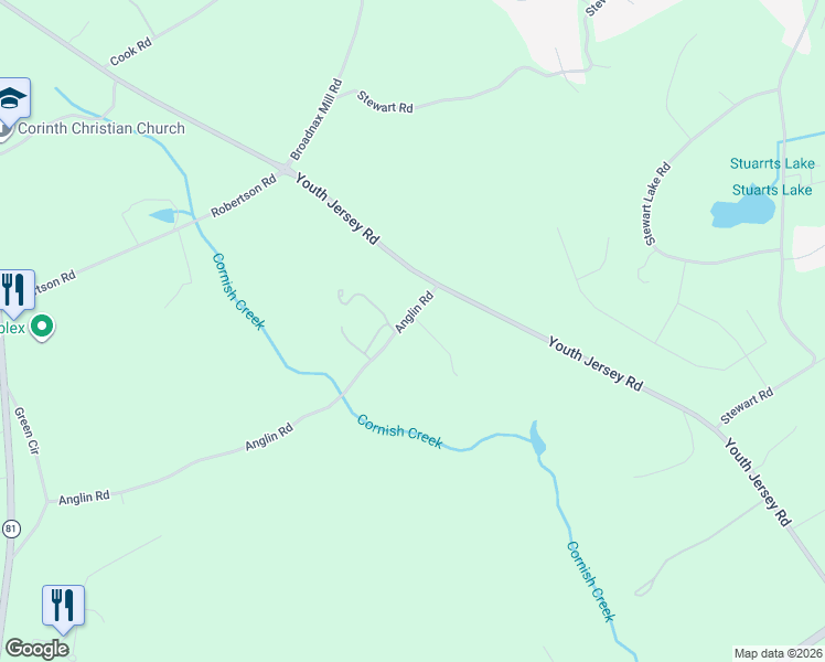 map of restaurants, bars, coffee shops, grocery stores, and more near 3600 Anglin Road in Loganville