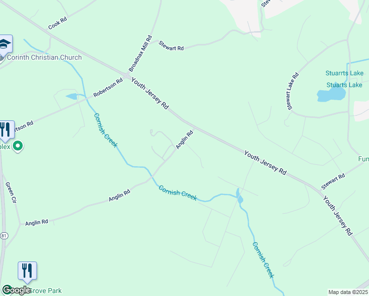 map of restaurants, bars, coffee shops, grocery stores, and more near 3600 Anglin Road in Loganville