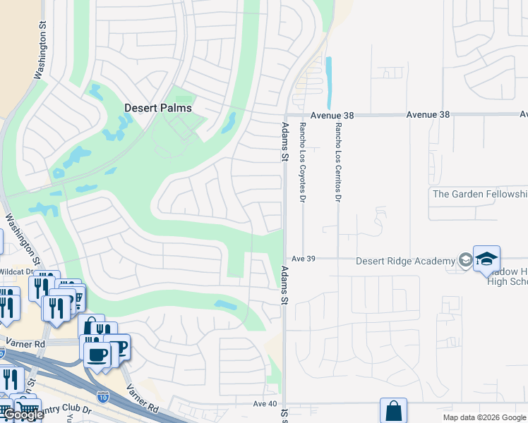 map of restaurants, bars, coffee shops, grocery stores, and more near 78944 Quiet Springs Drive in Palm Desert