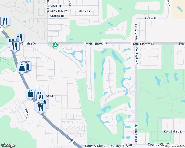 map of restaurants, bars, coffee shops, grocery stores, and more near 63 Mayfair Drive in Rancho Mirage