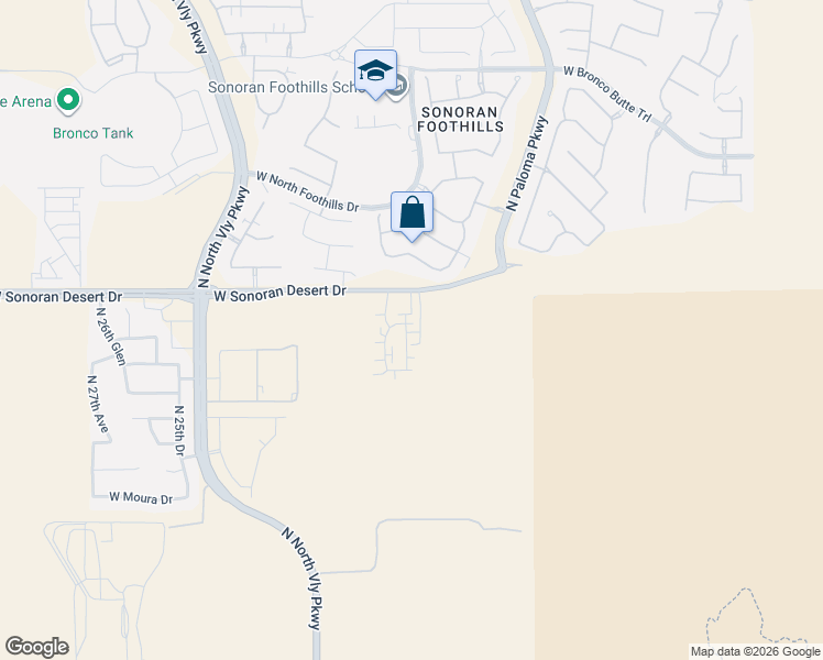 map of restaurants, bars, coffee shops, grocery stores, and more near 31600 North 22nd Avenue in Phoenix