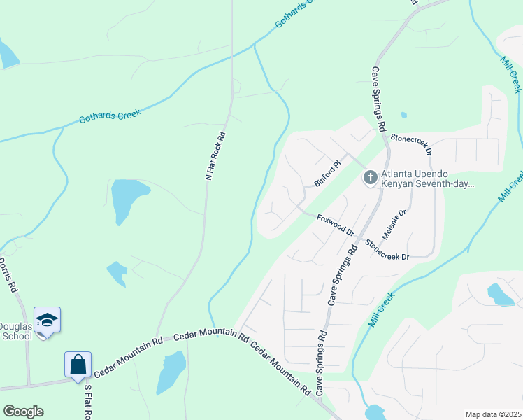 map of restaurants, bars, coffee shops, grocery stores, and more near 1204 Ruxbury Court in Douglasville