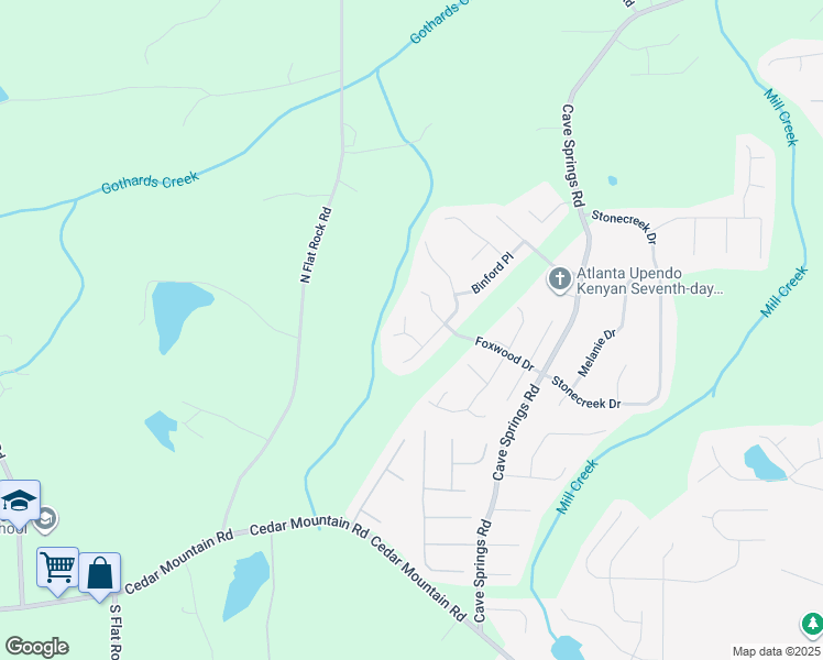 map of restaurants, bars, coffee shops, grocery stores, and more near 1180 Ruxbury Court in Douglasville