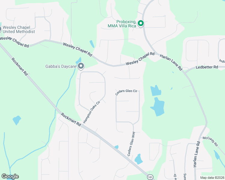 map of restaurants, bars, coffee shops, grocery stores, and more near 30 Preston Court in Villa Rica