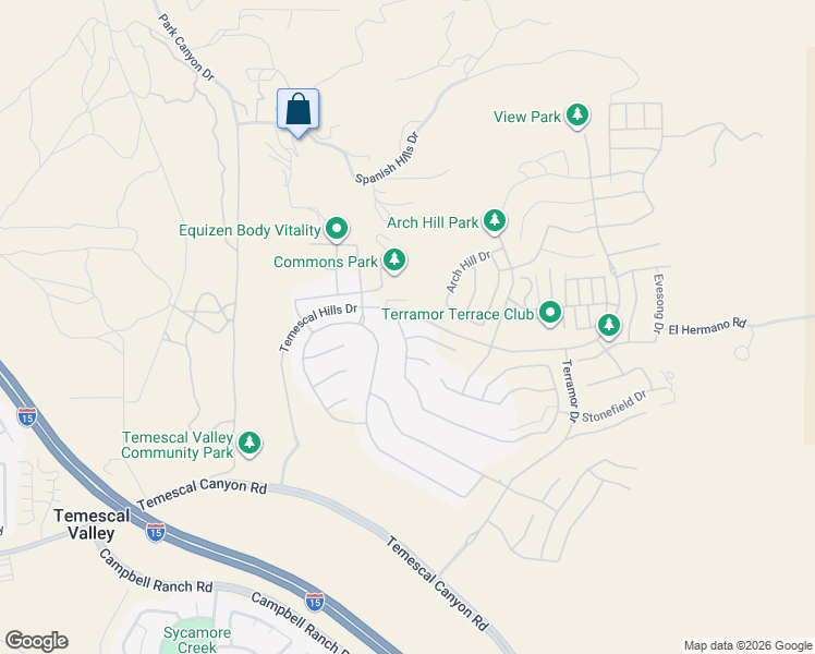 map of restaurants, bars, coffee shops, grocery stores, and more near 24184 Crestley Drive in Corona