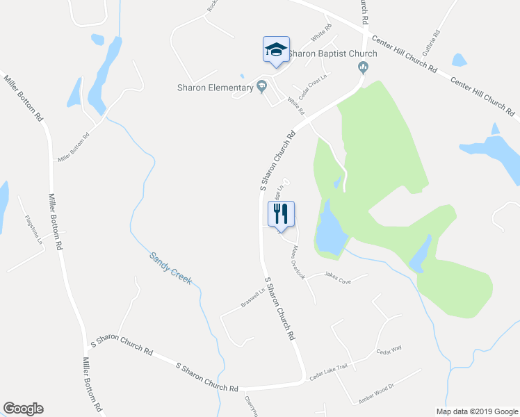 map of restaurants, bars, coffee shops, grocery stores, and more near South Sharon Church Road in Walton County