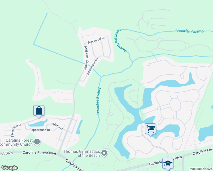 map of restaurants, bars, coffee shops, grocery stores, and more near 2412 Whetstone Lane in Myrtle Beach