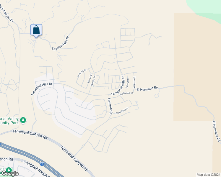 map of restaurants, bars, coffee shops, grocery stores, and more near 24205 Selwood Drive in Corona
