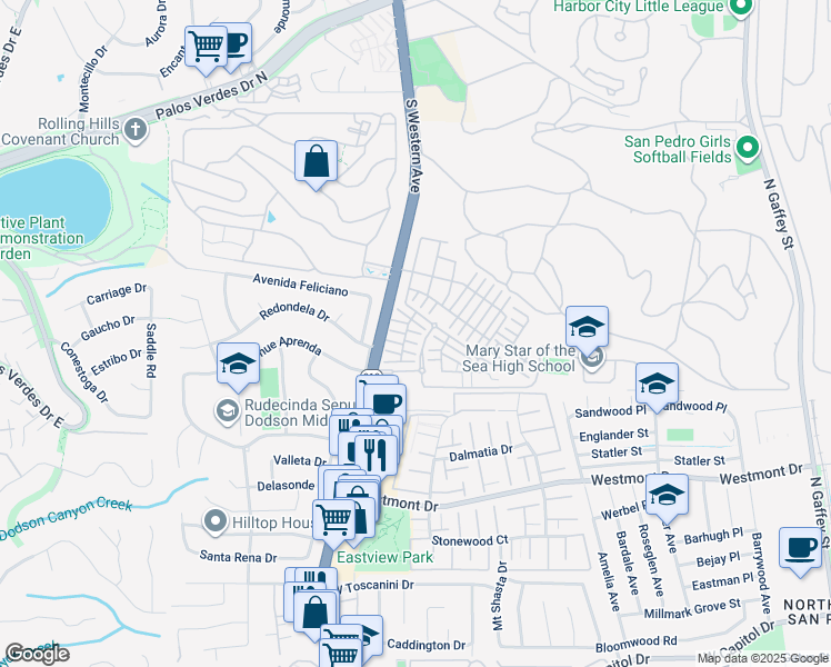 map of restaurants, bars, coffee shops, grocery stores, and more near 1642 Saratoga Lane in Los Angeles