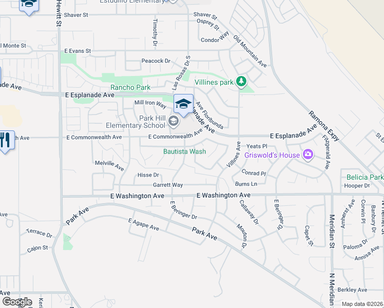 map of restaurants, bars, coffee shops, grocery stores, and more near 1810 Rosemont Circle in San Jacinto