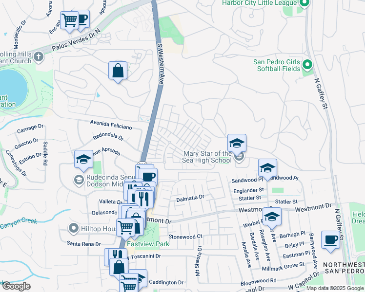 map of restaurants, bars, coffee shops, grocery stores, and more near 27688 John Sloat Place in Los Angeles