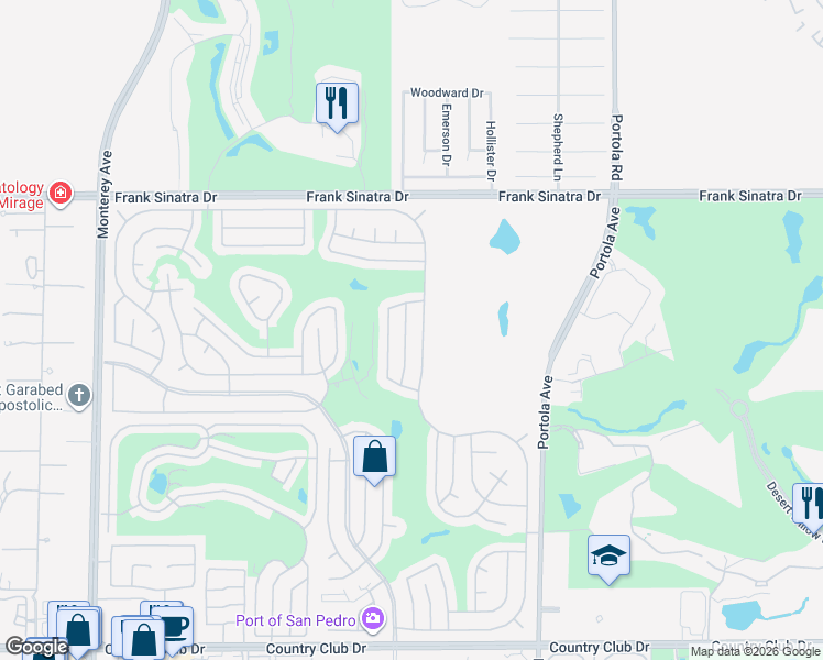 map of restaurants, bars, coffee shops, grocery stores, and more near 38602 Chaparrosa Way in Palm Desert