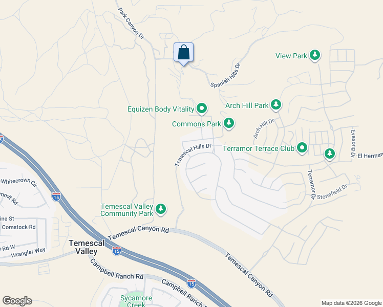 map of restaurants, bars, coffee shops, grocery stores, and more near 24261 Sunset Vista Drive in Corona