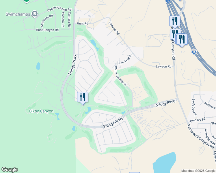 map of restaurants, bars, coffee shops, grocery stores, and more near 24216 Whitetail Drive in Corona